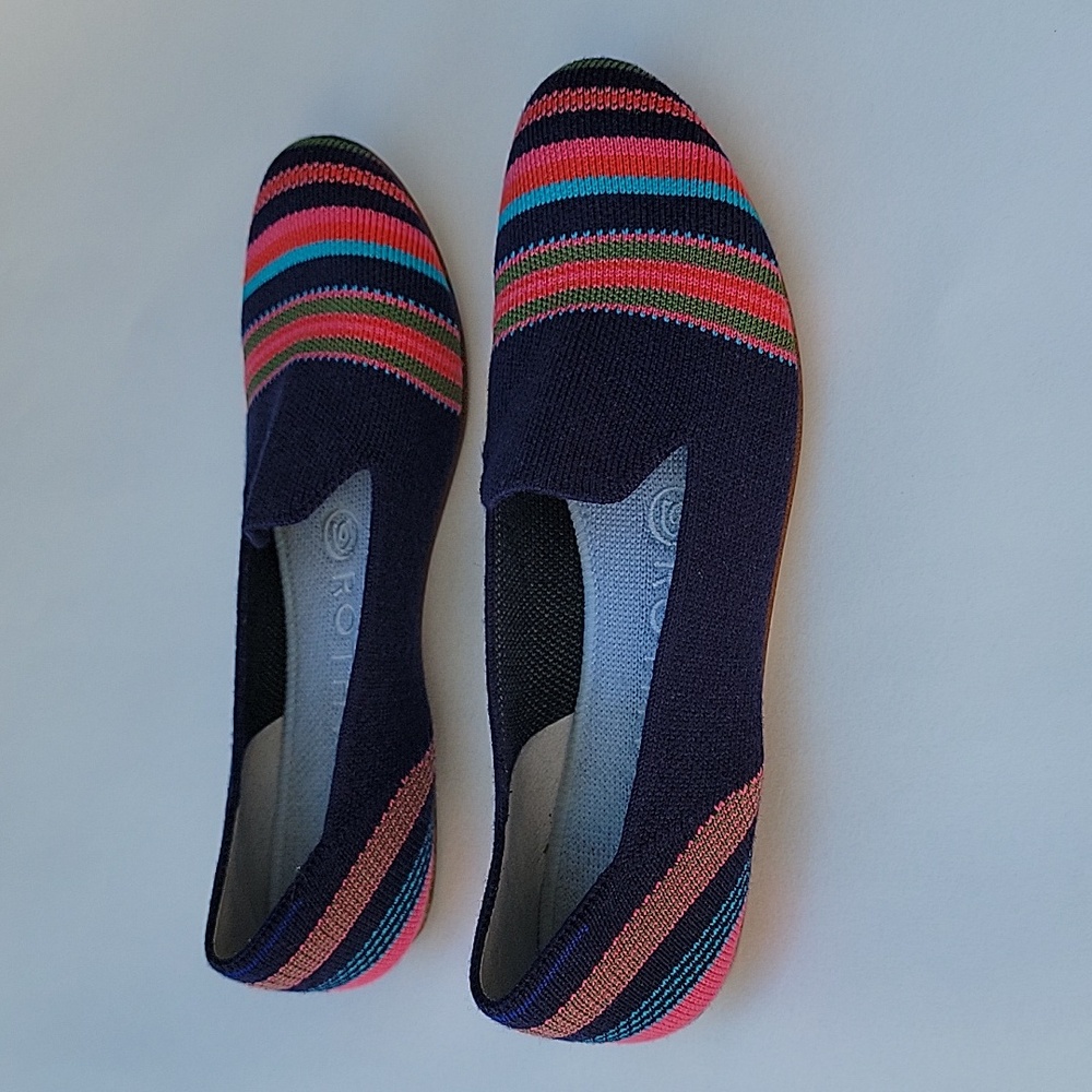 Rothy's  Navy Ribbon Striped Loafers Sz: 6 - Picture 6 of 10